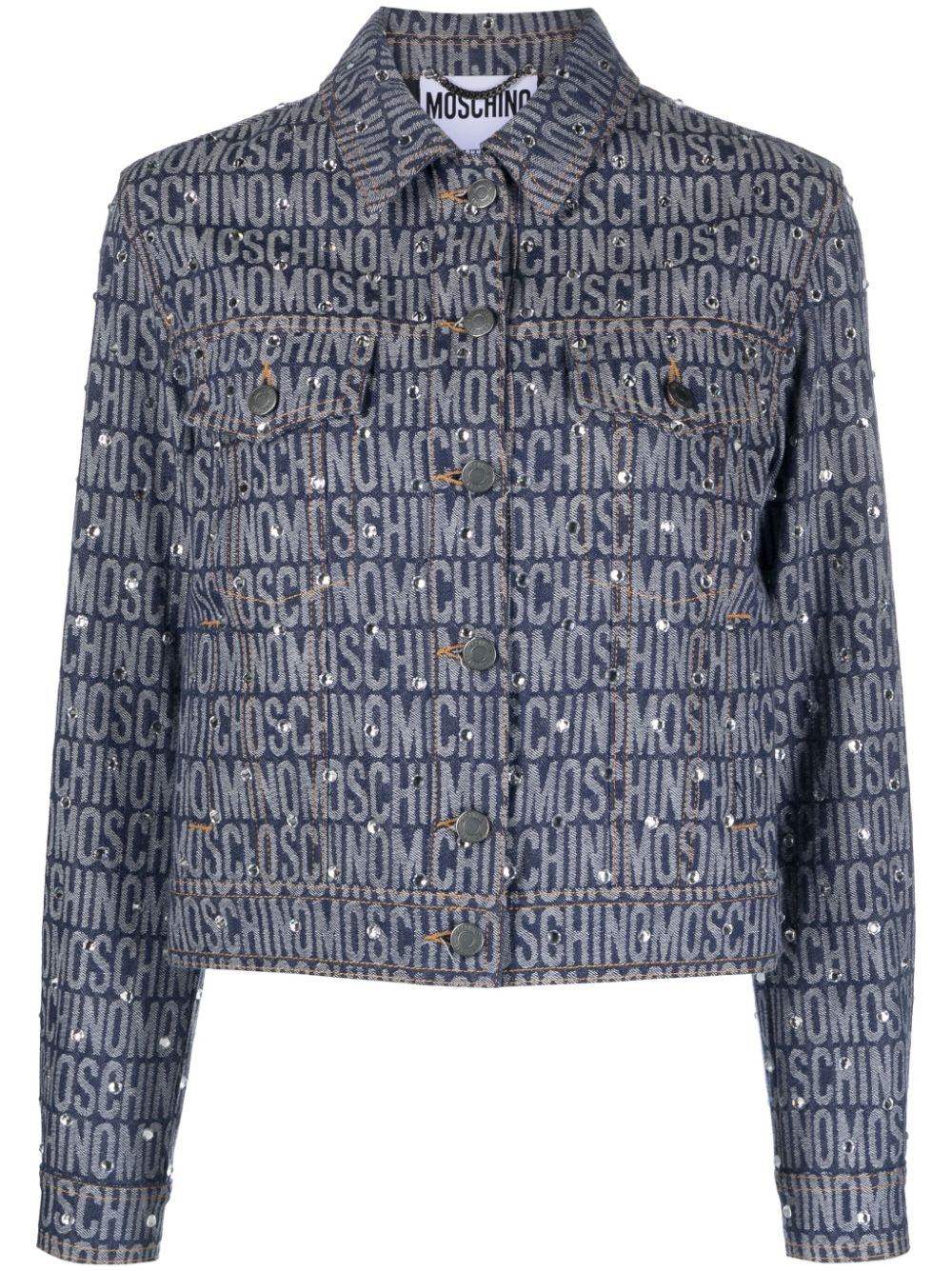 Moschino Jeansjacke mit Monogramm-Print - Blau von Moschino