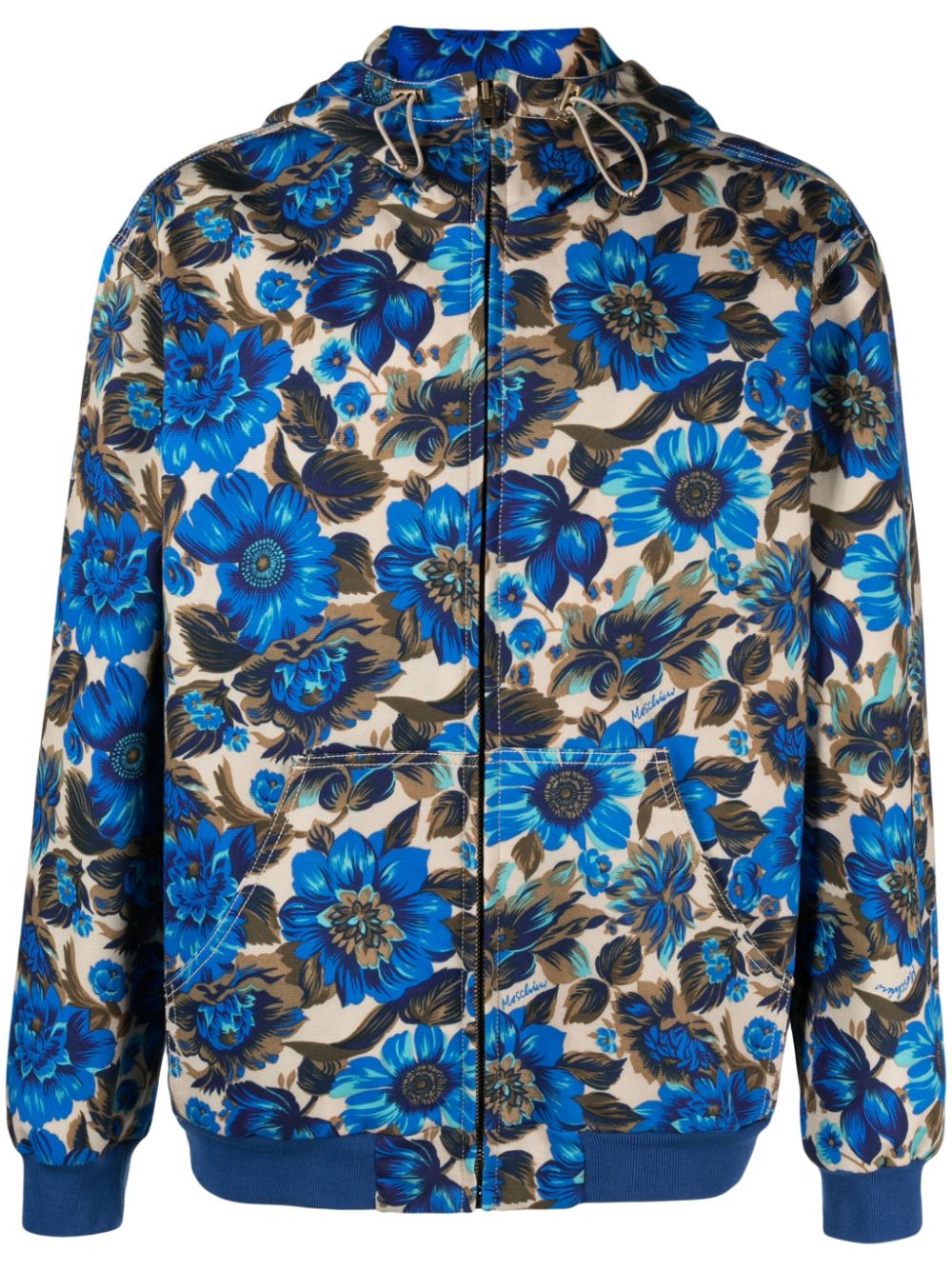 Moschino Kapuzenjacke mit Blumen-Print - Blau von Moschino