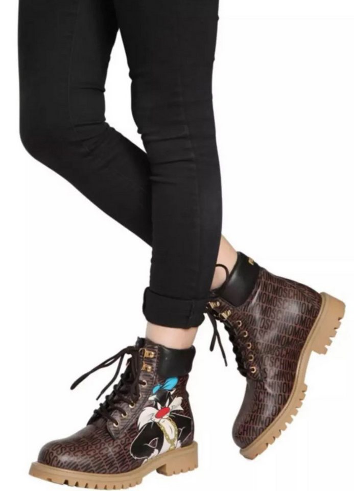 Moschino Looney Tunes Tweety & Sylvester Combat Boots Limited Edition Bootsschuh Limitierte Edition, Sammlerstück, weltweit ausverkauft von Moschino