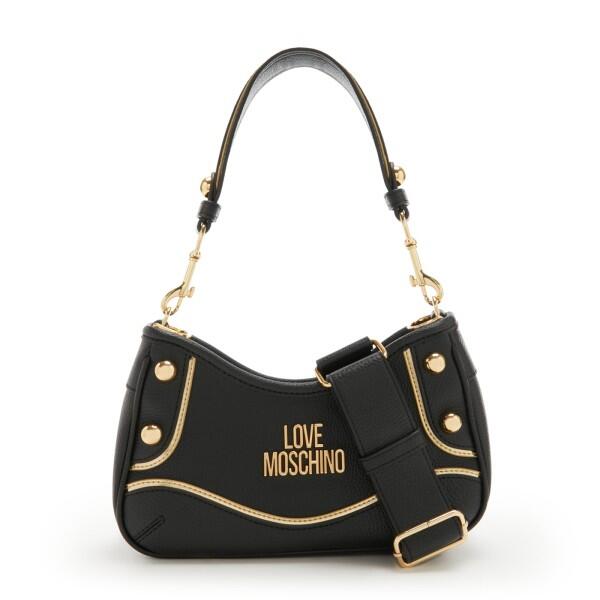Moschino - Love Moschino Schultertasche, Umhängetasche, Small Hobo-Bag, Schwarz-Gold von Moschino