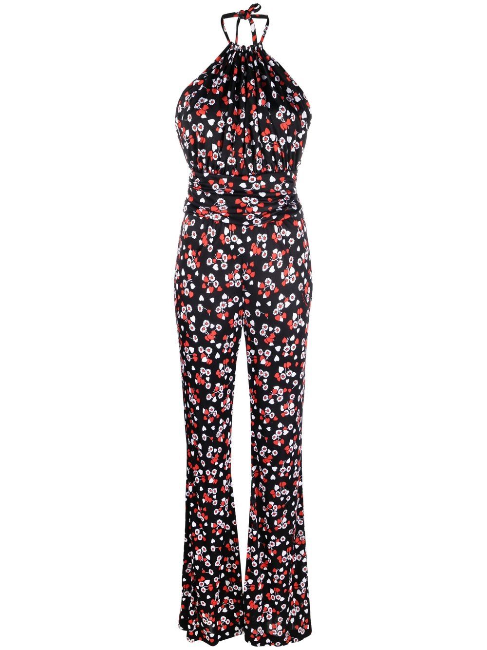 Moschino Neckholder-Jumpsuit mit Blumen-Print - Schwarz von Moschino