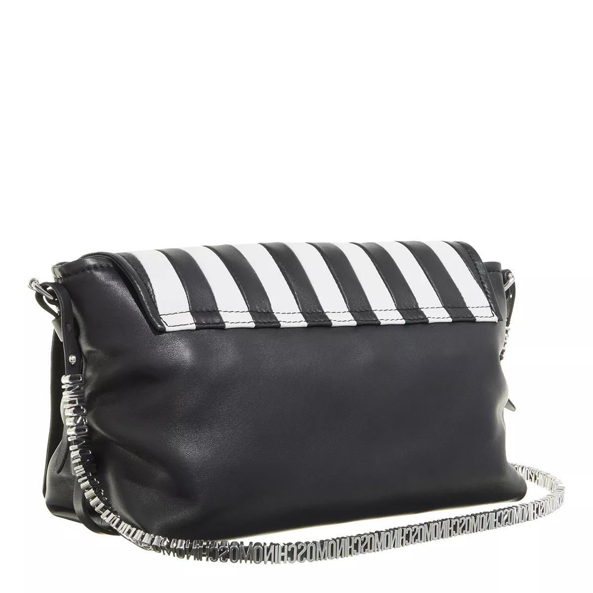 Moschino Pochettes - Stripes Mini Lettering Shoulder Bag - Gr. unisize - in Schwarz - für Damen von Moschino