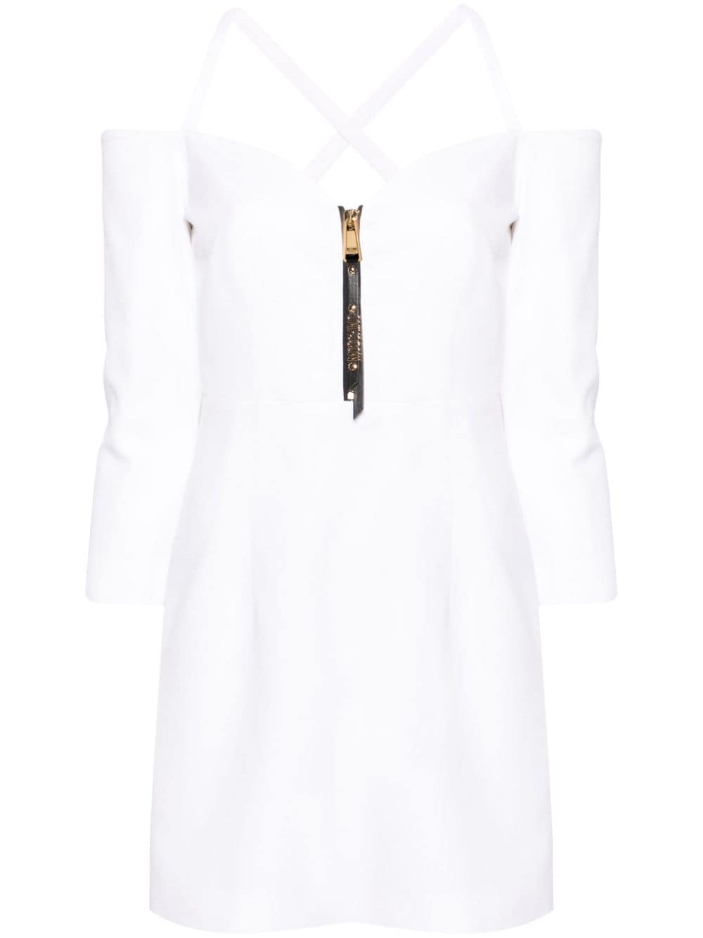 Moschino Reißverschluss-Kleid mit überkreuzten Trägern - Weiß von Moschino