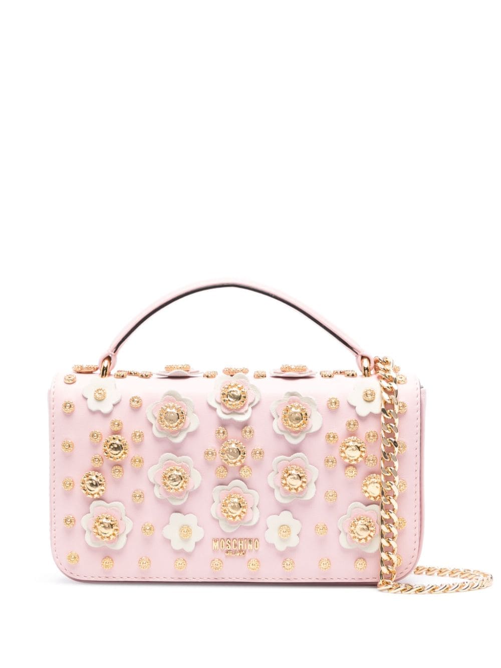 Moschino Schultertasche mit floralen Nieten - Rosa von Moschino