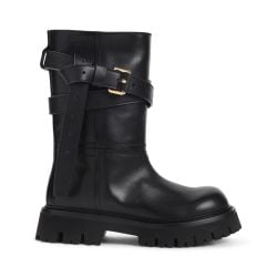 Moschino Schwarze Leder Stiefeletten Für Damen von Moschino