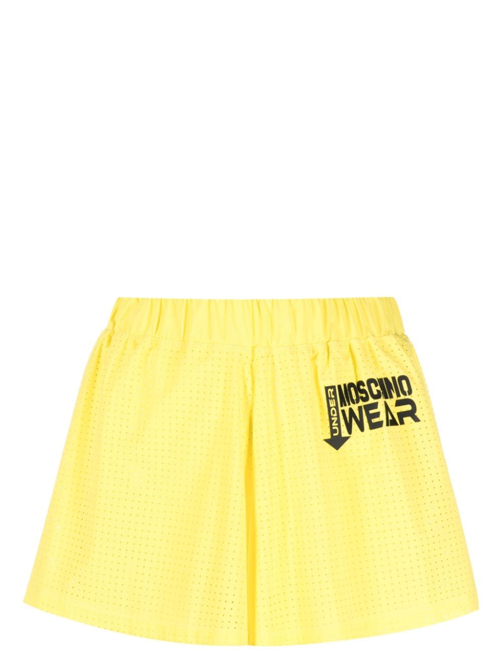 Moschino Shorts aus Mesh mit Logo-Applikation - Gelb von Moschino