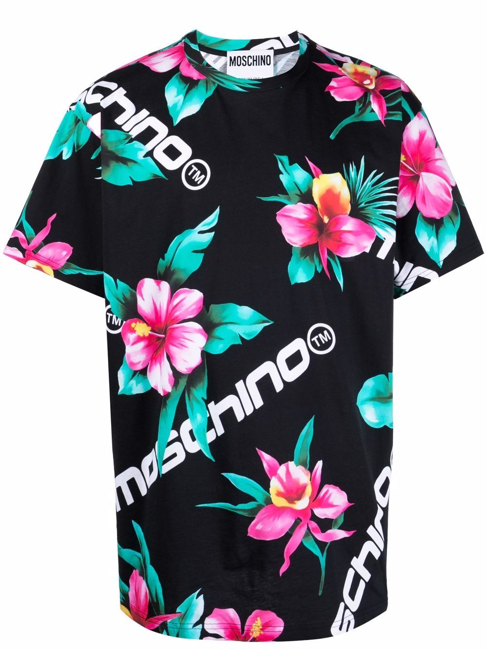 Moschino T-Shirt mit Hibiskus-Print - Schwarz von Moschino