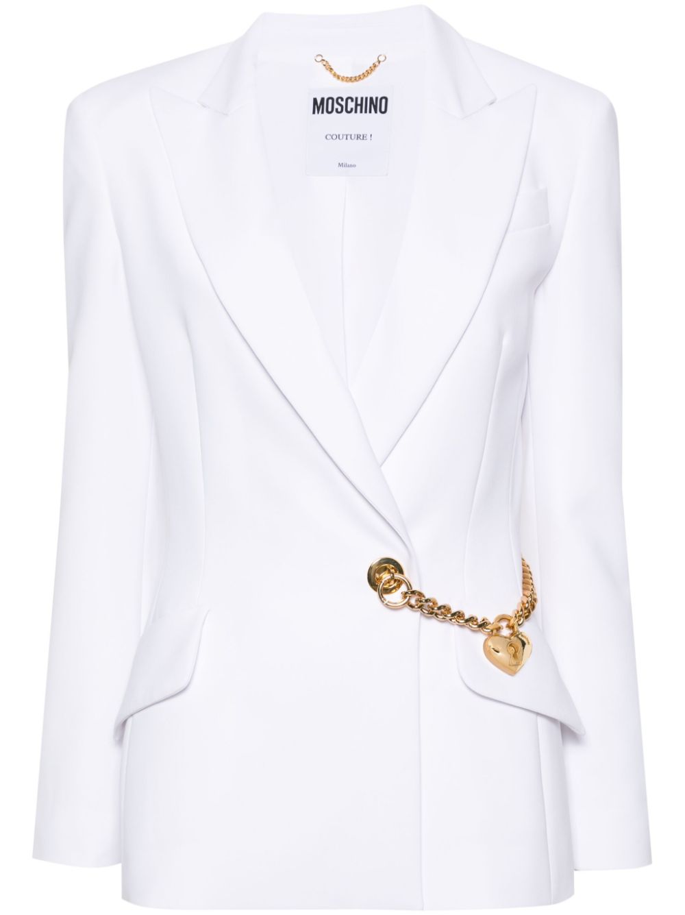 Moschino Blazer aus Interlock-Twill mit Kettendetail - Weiß von Moschino