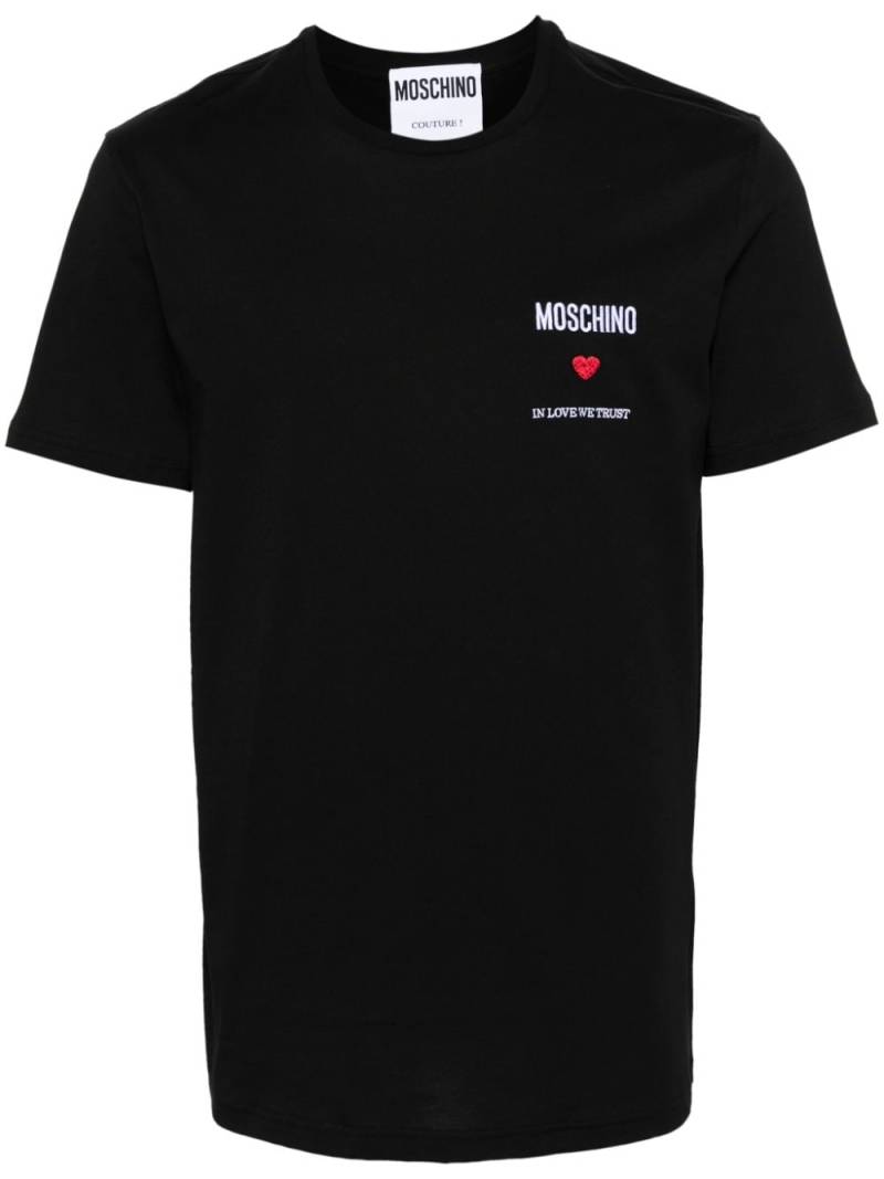 Moschino T-Shirt mit Logo-Stickerei - Schwarz von Moschino