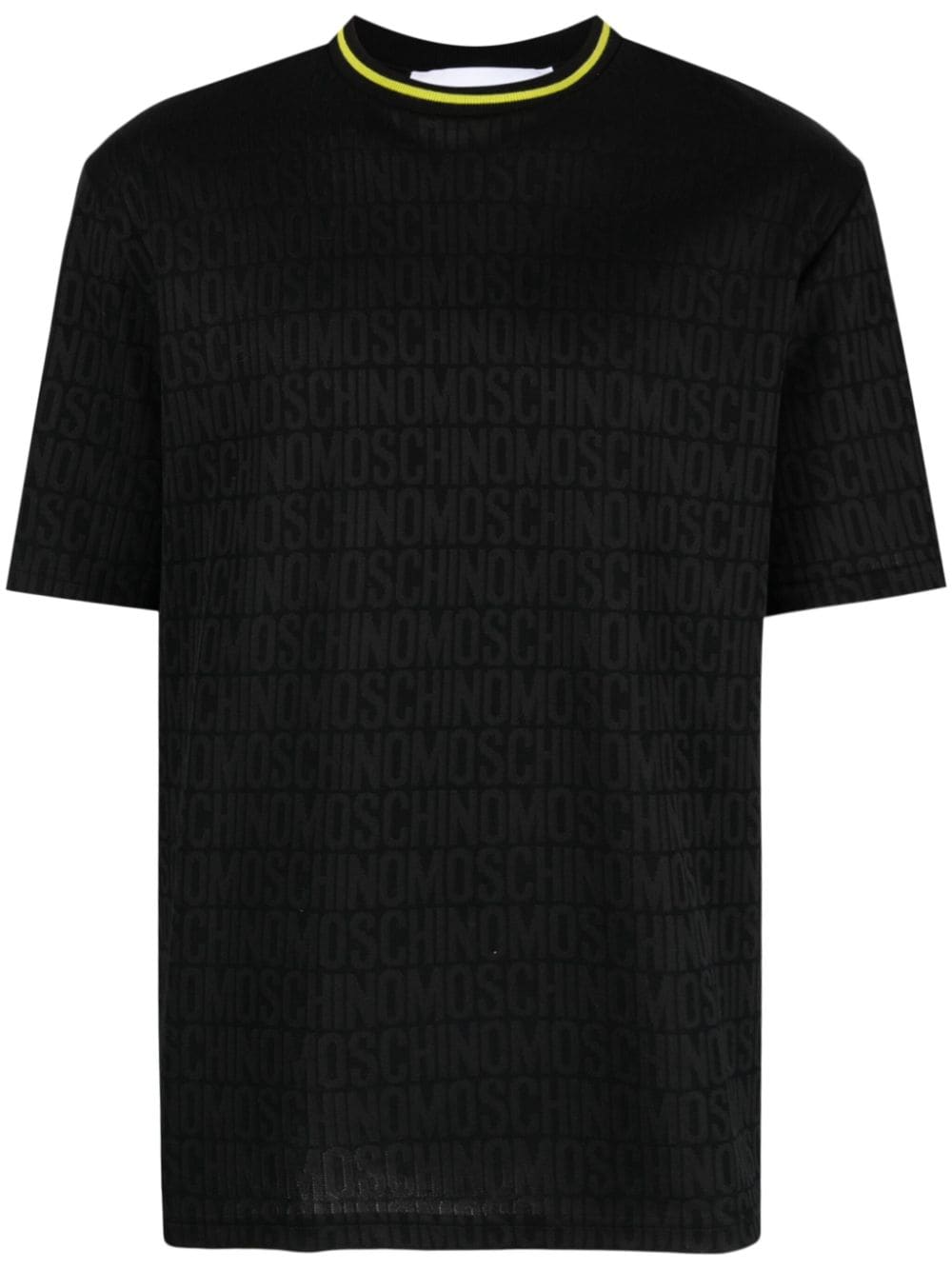 Moschino Pikee-T-Shirt mit Jacquard-Logo - Schwarz von Moschino