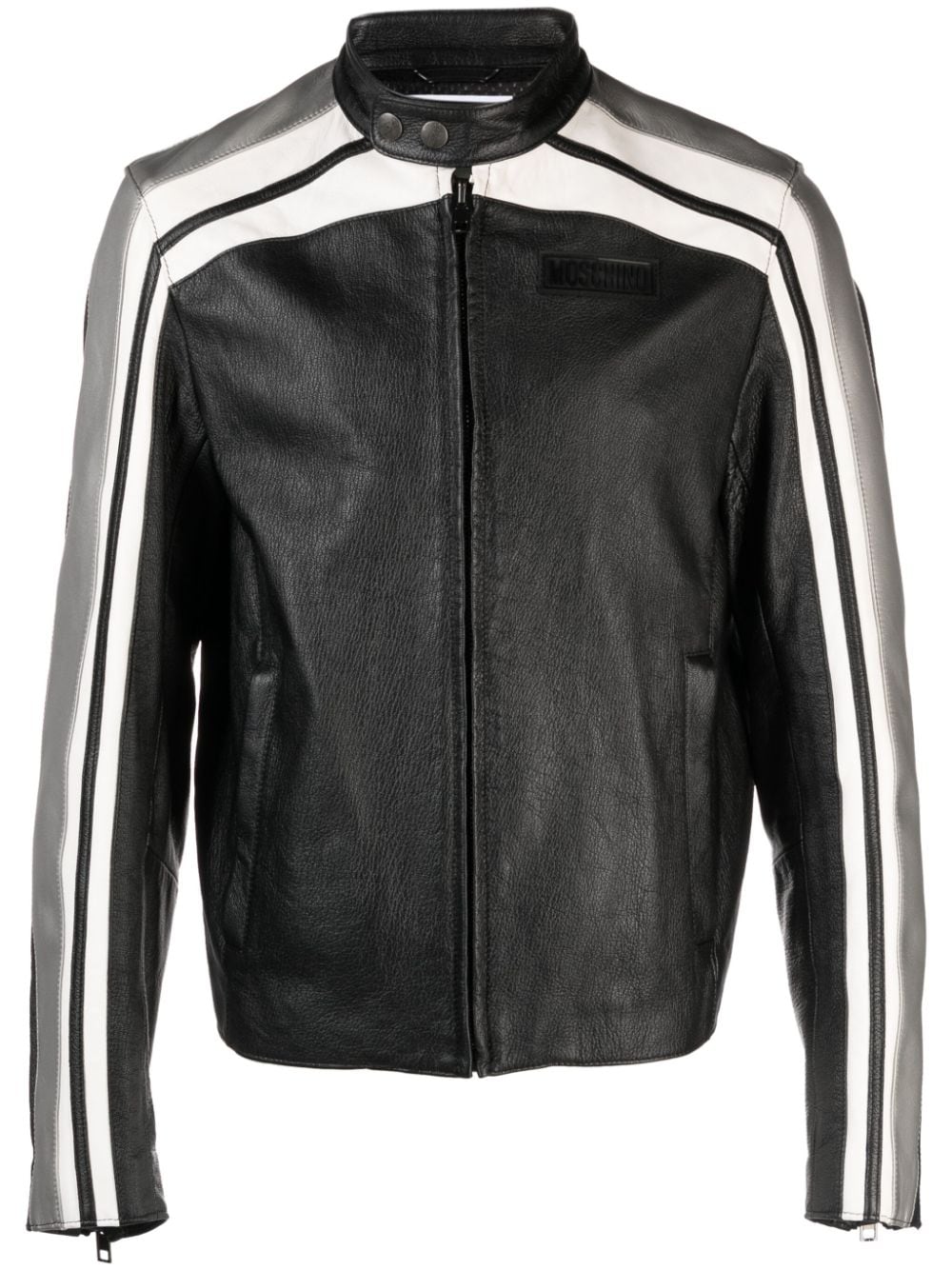 Moschino Bikerjacke mit Logo-Patch - Schwarz von Moschino