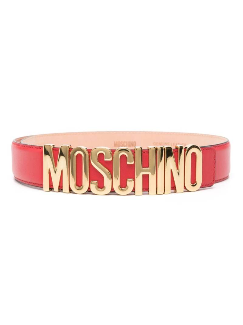 Moschino Ledergürtel mit Logo-Schild - Rot von Moschino