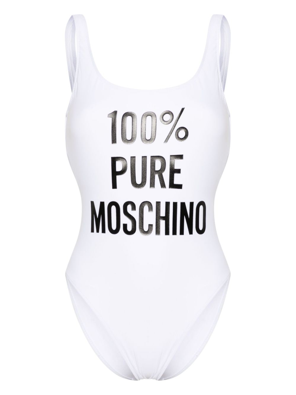 Moschino Rückenfreier Badeanzug mit Logo-Print - Weiß von Moschino