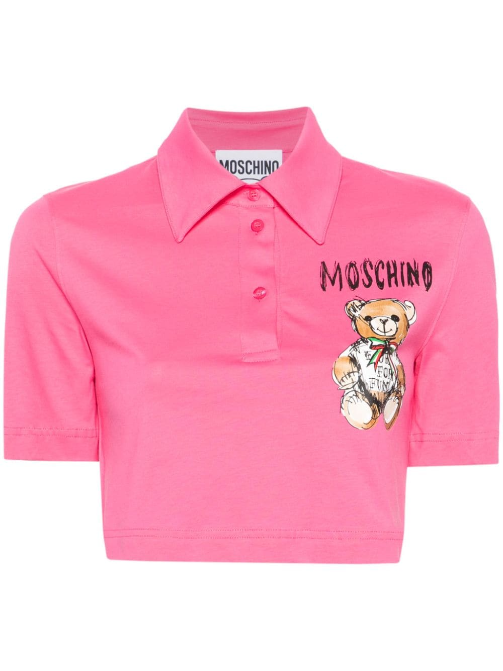 Moschino Cropped-Poloshirt mit Teddy - Rosa von Moschino