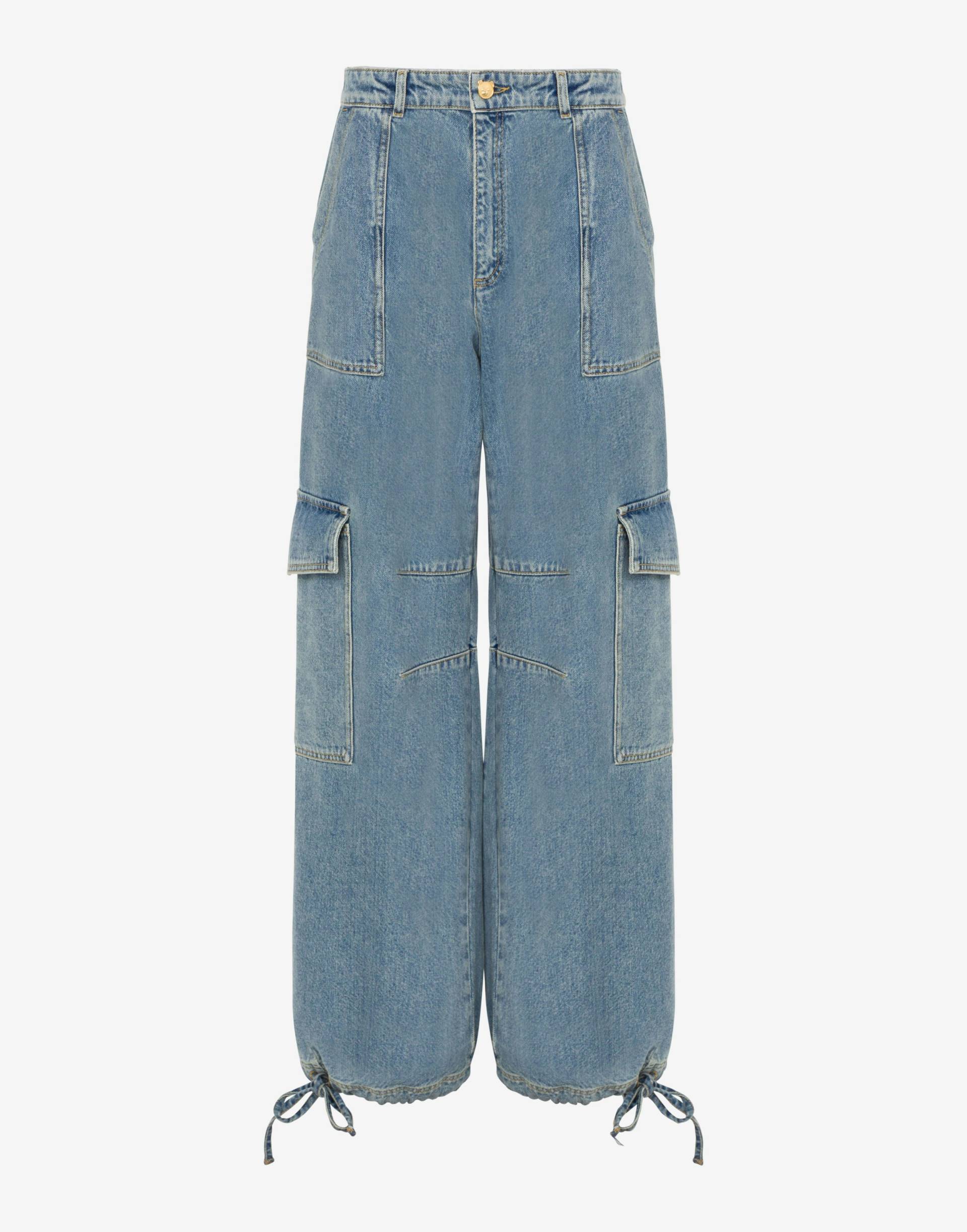 Oversized Hose Aus Blauem Denim von Moschino