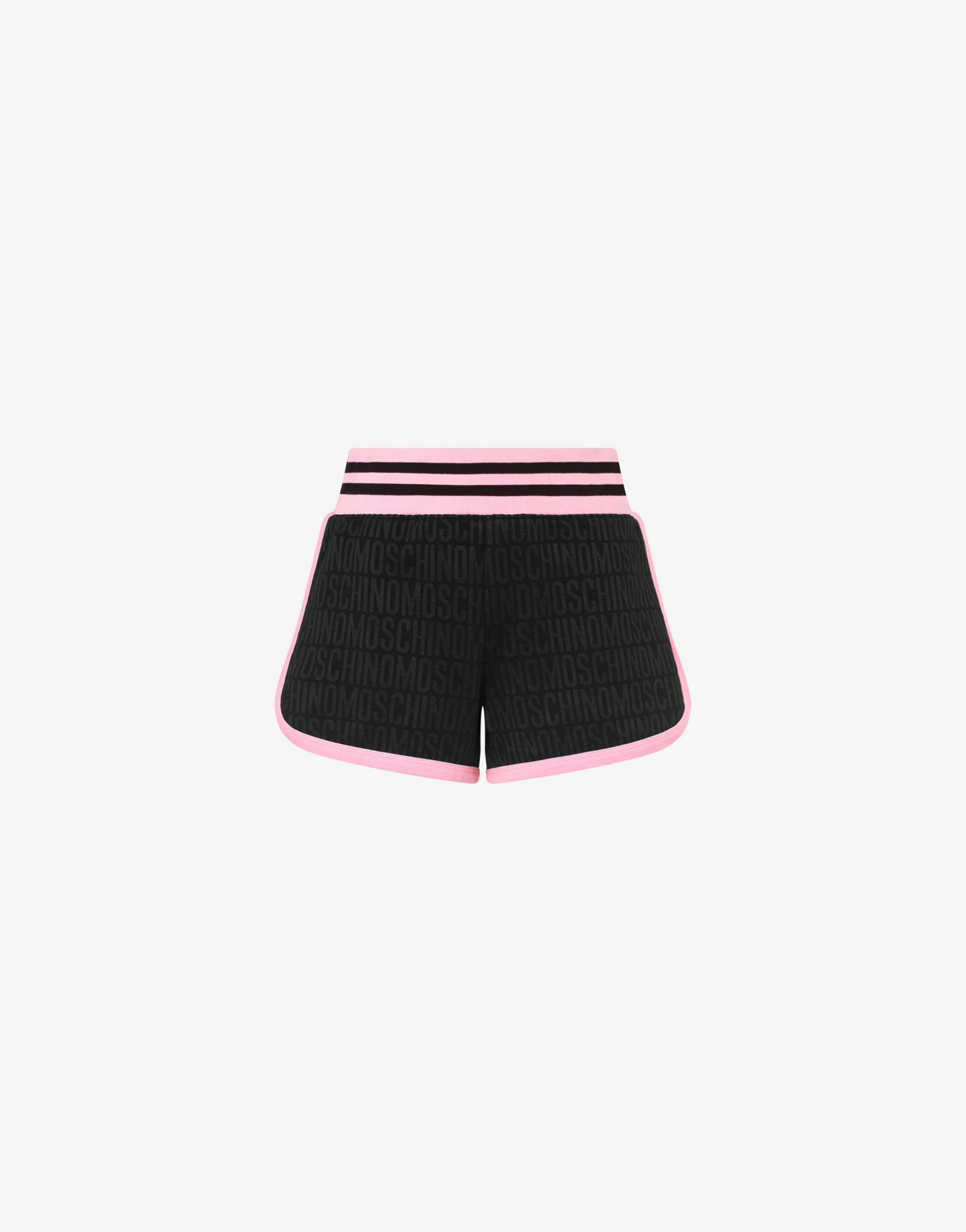 Shorts Aus Sweat-material Jacquard Allover Logo von Moschino