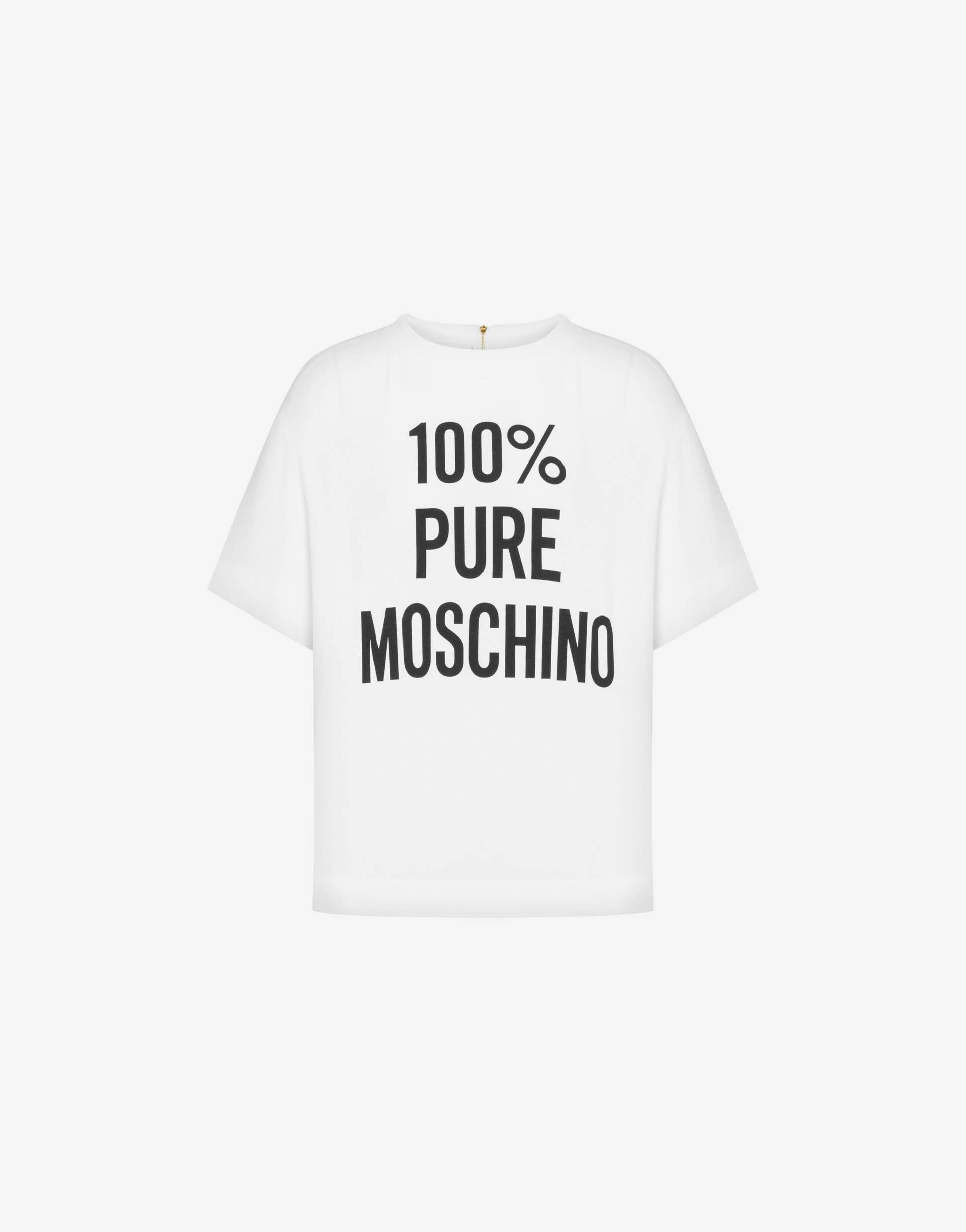 T-shirt Aus Envers-satin 100% Pure Moschino Print von Moschino