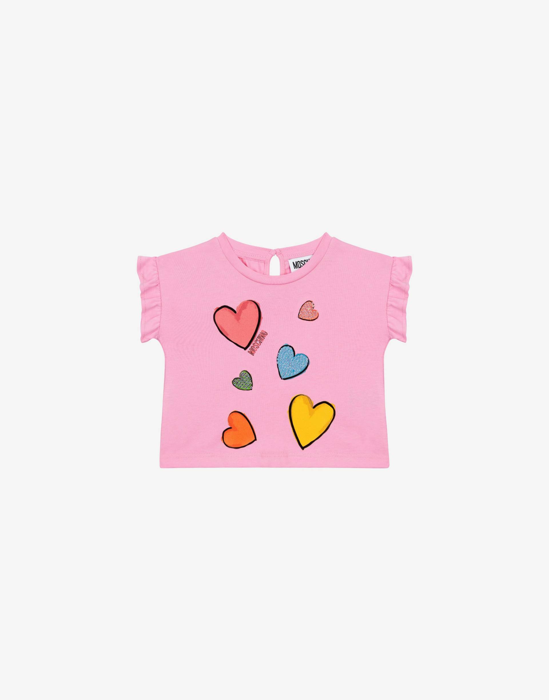 T-shirt Aus Jersey Multicolor Hearts von Moschino