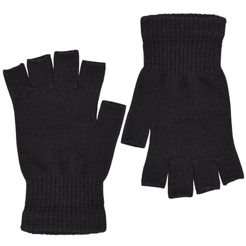 Fingerlose Handschuhe Unisex 2 Paar, Moseem Warme Winter-Handschuhe Fingerlos,Halbfinger Handschuhe Fingerhandschuhe ohne Fingerkuppen für Kinder und Erwachsene(Schwarz&Schwarz) von Moseem