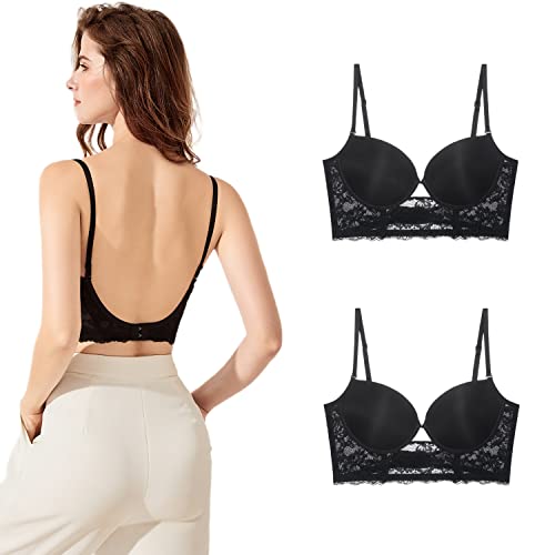 Mosestons Damen-BH Mit Floralem Spitzenrand, Schöner U-förmiger Rücken, Eleganter Push-up-Bügel-BH von Mosestons