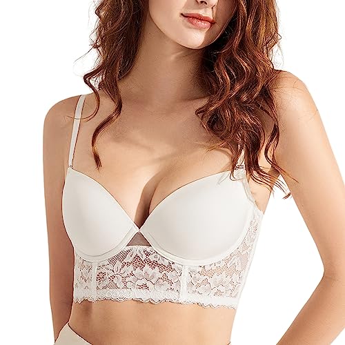 Mosestons Damen-BH mit Spitze mit Niedriger Taille, Sexy U-Förmiger Rücken, Mode Push-Up-Bügel-BH von Mosestons