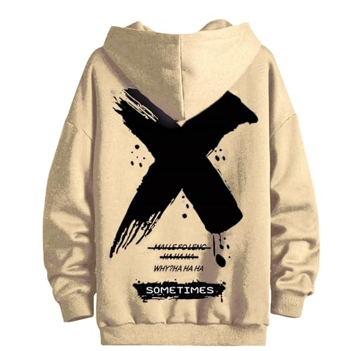Moshtashio Hoodie Herren Basic Kapuzenpullover Langarm Sweatshirts Classic Männer Sweatjacke Druck Pullover Unisex Casual(Beige,XL) von Moshtashio
