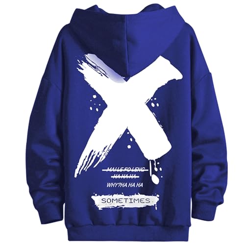 Moshtashio Hoodie Herren Basic Kapuzenpullover Langarm Sweatshirts Classic Männer Sweatjacke Druck Pullover Unisex Casual(Blau,3XL) von Moshtashio