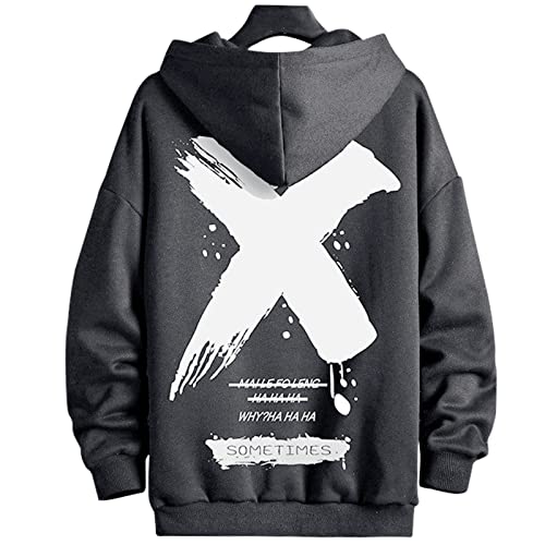 Moshtashio Hoodie Herren Basic Kapuzenpullover Langarm Sweatshirts Classic Männer Sweatjacke Druck Pullover Unisex Casual(Grau,L) von Moshtashio