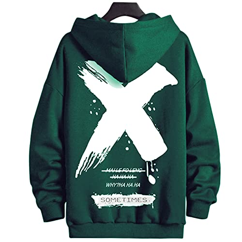 Moshtashio Hoodie Herren Basic Kapuzenpullover Langarm Sweatshirts Classic Männer Sweatjacke Druck Pullover Unisex Casual(Grün,4XL) von Moshtashio