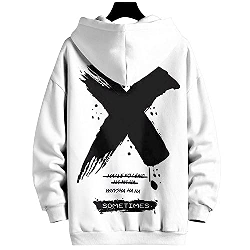 Moshtashio Hoodie Herren Basic Kapuzenpullover Langarm Sweatshirts Classic Männer Sweatjacke Druck Pullover Unisex Casual(Weiß,3XL) von Moshtashio