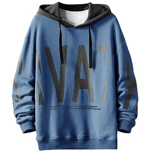 Moshtashio Hoodie Herren Kapuzenpullover Langarm Sweatshirts Basic Pullover Classic Männer Sweatjacke Unisex Casual Frühling Herbst Winter(1 Blau,XL) von Moshtashio