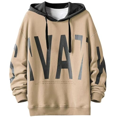 Moshtashio Hoodie Herren Kapuzenpullover Langarm Sweatshirts Basic Pullover Classic Männer Sweatjacke Unisex Casual Frühling Herbst Winter(Khaki,4XL) von Moshtashio