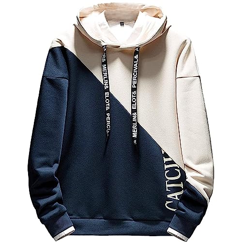 Moshtashio Hoodie Herren Kapuzenpullover Langarm Sweatshirts Basic Pullover Classic Männer Sweatjacke Unisex Casual Frühling Herbst Winter (Blau, XXL) von Moshtashio