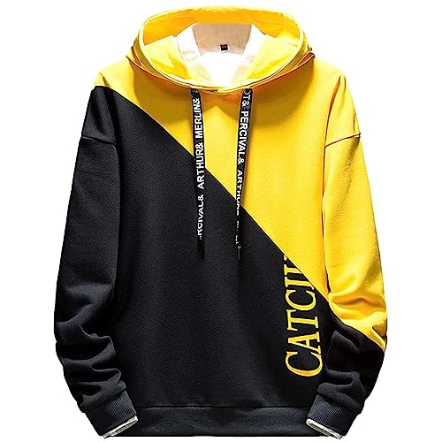 Moshtashio Hoodie Herren Kapuzenpullover Langarm Sweatshirts Basic Pullover Classic Männer Sweatjacke Unisex Casual Frühling Herbst Winter (Gelb, XL) von Moshtashio