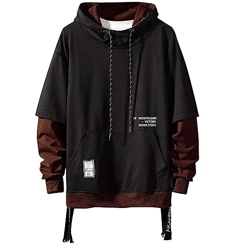 Moshtashio Kapuzenpullover für Herren, Patchwork Hoodie mit Kontrastfarbe Langarm Basic Sweatshirt Pullover mit Kapuze von Moshtashio