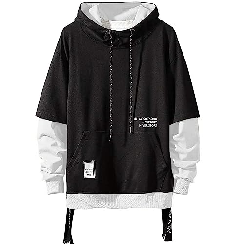 Moshtashio Kapuzenpullover für Herren, Patchwork Hoodie mit Kontrastfarbe Langarm Basic Sweatshirt Pullover mit Kapuze von Moshtashio