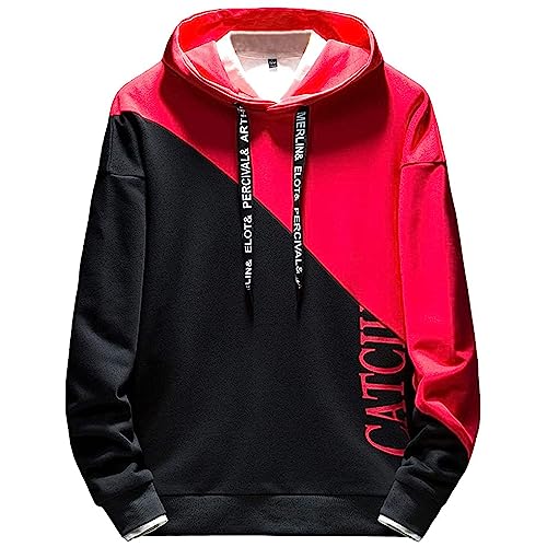 Moshtashio Hoodie Herren Kapuzenpullover Langarm Sweatshirts Basic Pullover Classic Männer Sweatjacke Unisex Casual Frühling Herbst Winter (Rot, XL) von Moshtashio