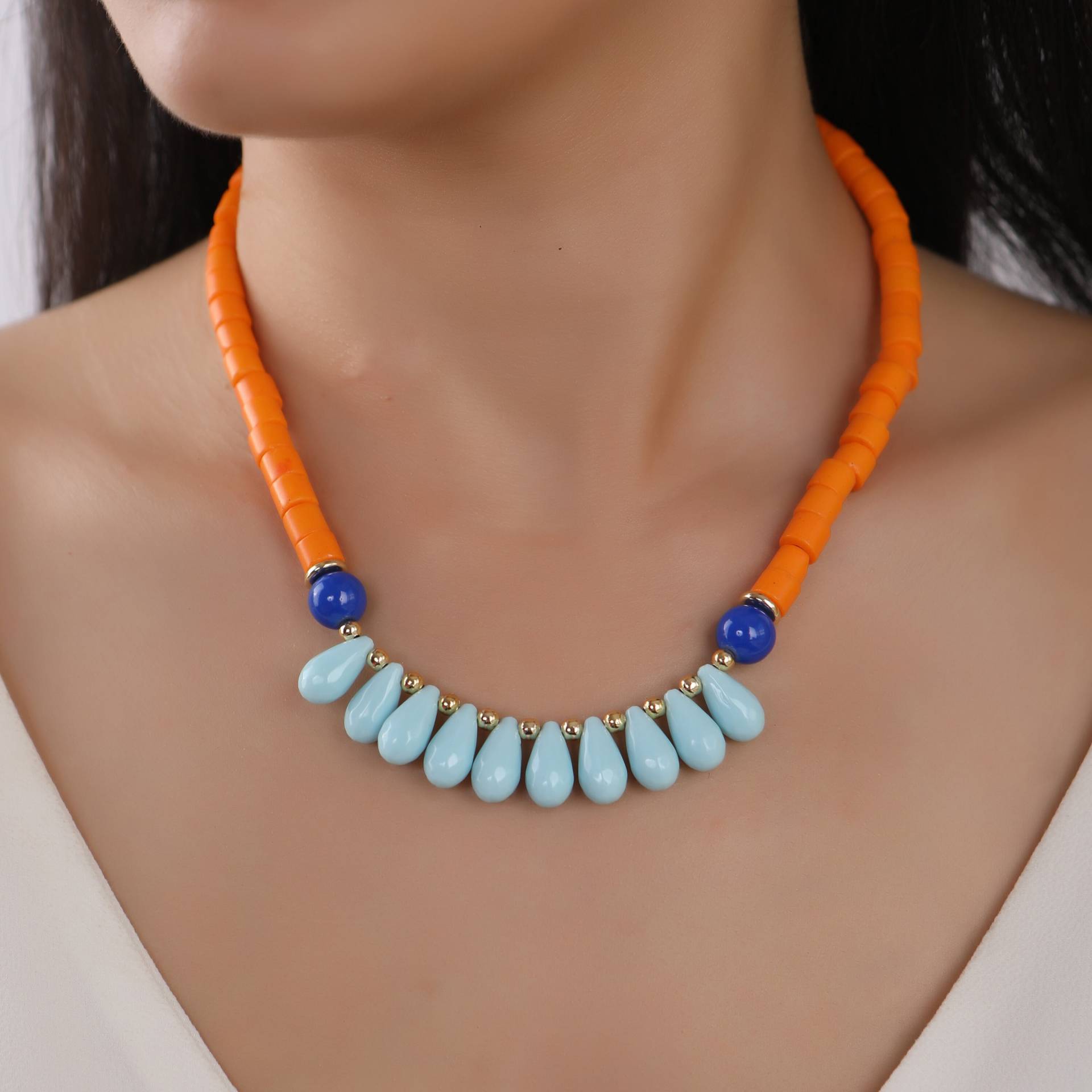 Bunte Klobige Perlenkette - Regenbogen Glas Statement Kette Sommer Bold Schmuck Handgemachte Color Block Geschenk Für Sie von MossomiaJewels