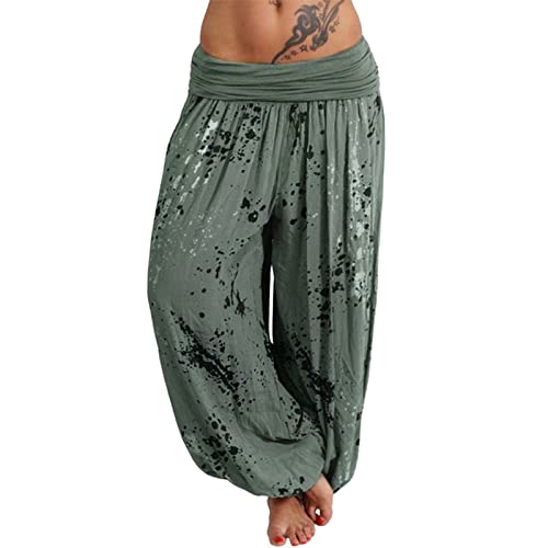 Damen XXL Leichte Pumphose Haremshose Freizeithose Sommerhose Aladin Pants Damen Elegant Winter Pumphose Lange Leinen Hose mit Gürtel Boho Hippie Hose Baggy Cargohose von Mosstars