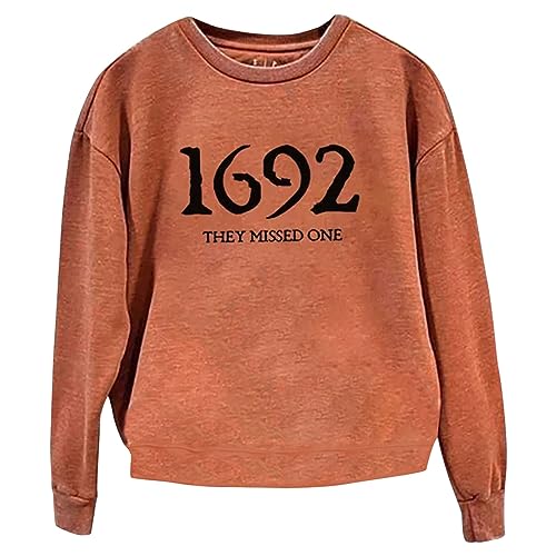 Mosstars Kleidung Damen,1692 They Missed ONE, Basic Sweatshirt Langarm Pullover Mit Sprüchen Einfarbig Langarmshirt Ohne Kapuze Für Damen von Mosstars