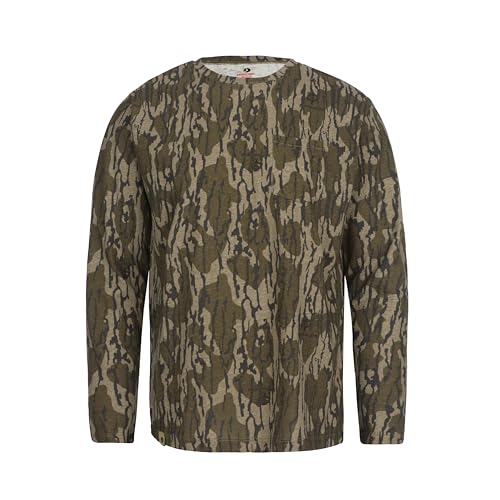 Mossy Oak Herren Camo Langarm Jagdhemd Baumwollmischung Camouflage Leichtes Hemd für Türkei Jagd Angeln Wandern, Original Bottomland, XL von Mossy Oak