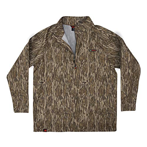 Mossy Oak Herren Men's Hunting Shirts Lightweight Camo Tibbee Tech Stretch Quarter Zip Hemd, Bottomland, L von Mossy Oak