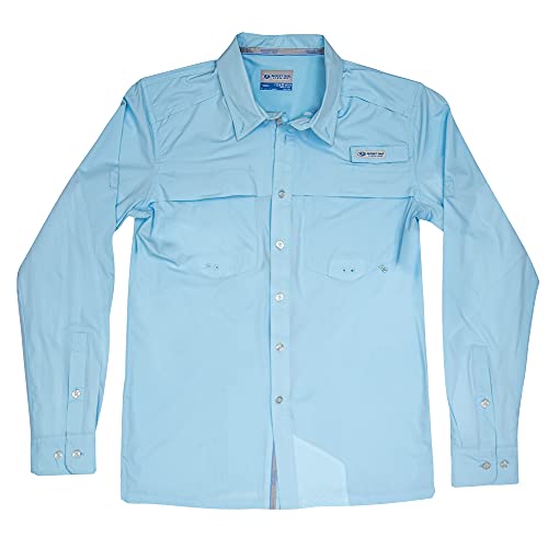 Mossy Oak Herren Offshore Lightweight Fishing for Men Long Sleeve Button-Down-Shirt, cool Blue, X-Large von Mossy Oak