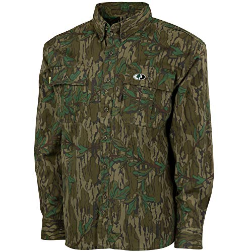 Mossy Oak Uni-Erwachsene Men's Long Sleeve Camo Hunting Shirts Cotton Mill Hemd, Greenleaf, L von Mossy Oak