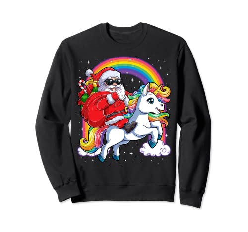 Christmas Santa Riding Unicorn Xmas Gifts Girls Kids Women Sweatshirt von Most Wonderful Christmas Co