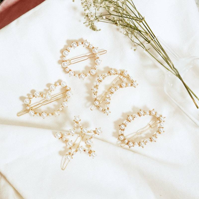 Faux Pearl Haarspange Gold Farbe Metall Druckknopf Auf | Braut Strandleben Baby Shower Faux Pearl Haarspange Gold Farbe Metall Druckknopf Auf | Braut Strandleben Baby Shower von MostCoveted
