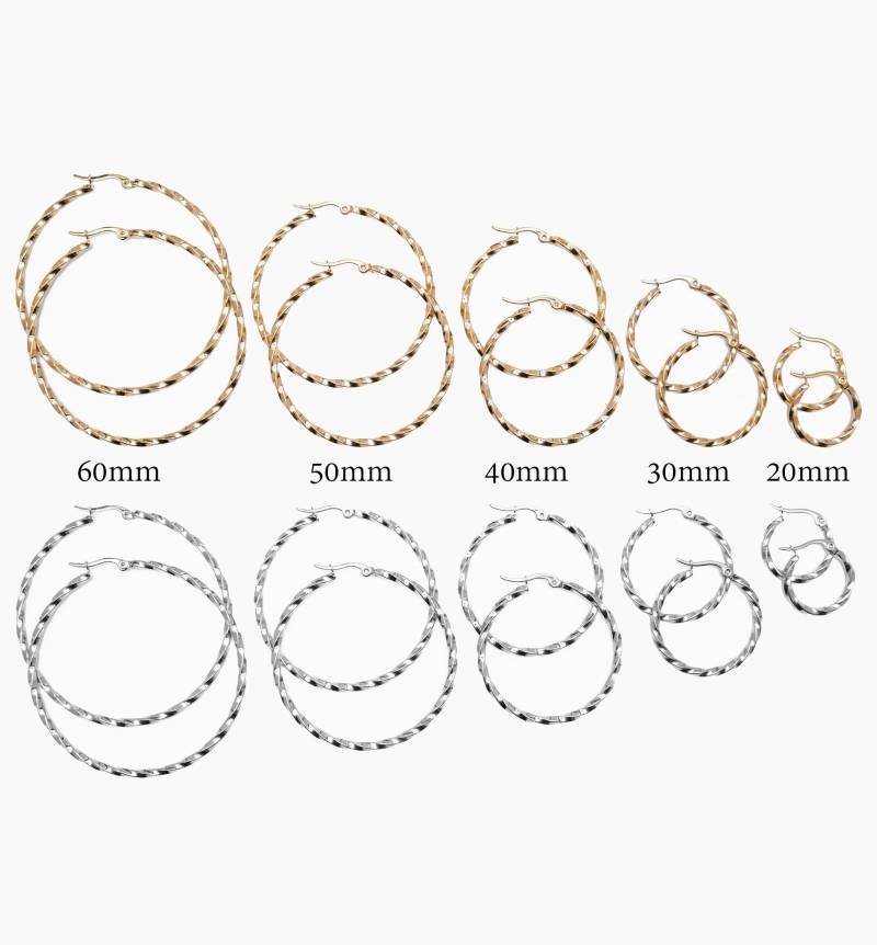 Gedrehte Creolen Vergoldet Und Versilbert Ohrringe 20 Mm 30 40 50 60 Gedrehte Creolen Vergoldet Und Versilbert Ohrringe 20 Mm 30 40 50 60 von MostCoveted