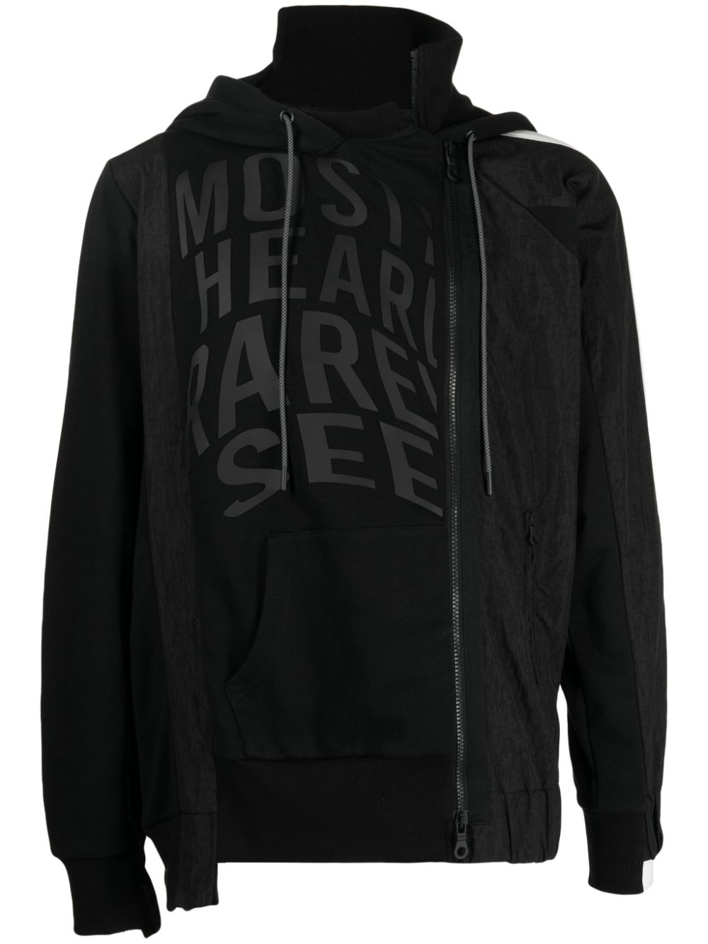 Mostly Heard Rarely Seen Asymmetrischer Track Hoodie - Schwarz von Mostly Heard Rarely Seen