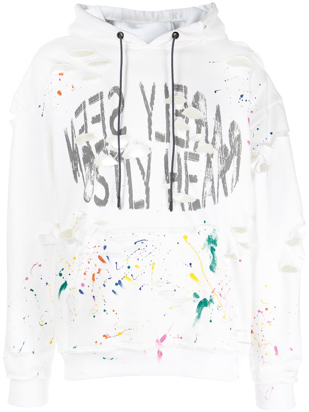 Mostly Heard Rarely Seen Hoodie im Distressed-Look - Weiß von Mostly Heard Rarely Seen