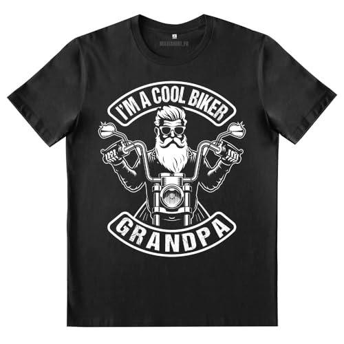 T-Shirt, Schwarz, Herren, Opa Biker | I'm a Cool Biker Grandpa | Geschenkidee zum Großvater, Schwarz , XL von Motard Français